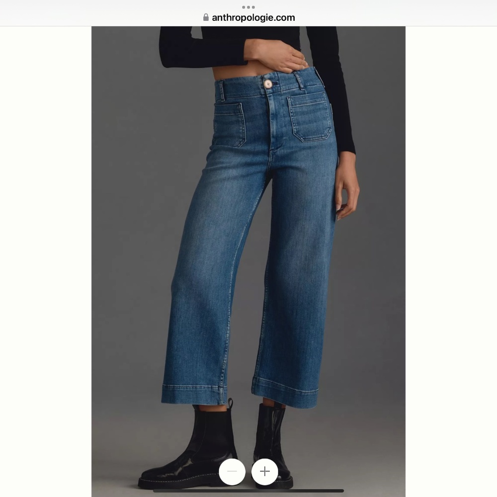The Colette Cropped High-Rise Wide-Leg Jeans by Maeve